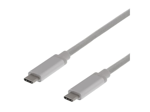 DELTACO USBC-1361 - USB-kabel - USB-C (hann) til USB-C (hann) - USB 3.1 Gen 2 - 50 cm - USB Power Delivery (3A, 60W) - sølv