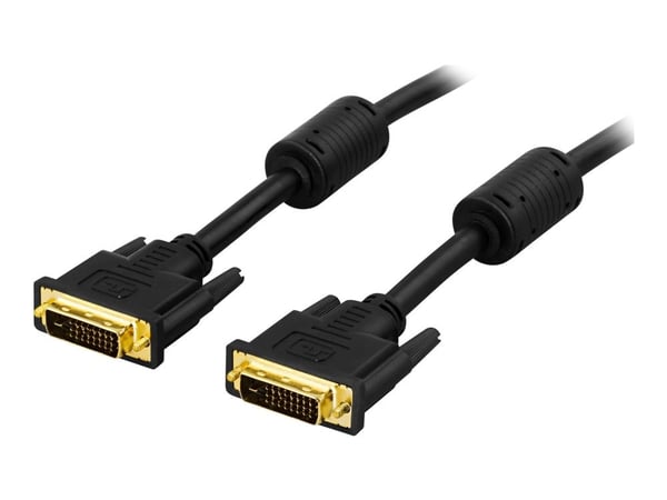 DELTACO DVI-600 - DVI-kabel - dobbeltlenke - DVI-D (hann) til DVI-D (hann) - 1 m - svart