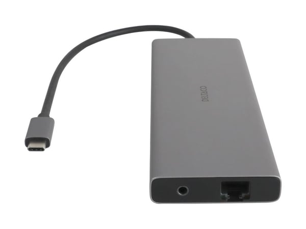 DELTACO - Dockningsstation - USB-C - 2 x HDMI, DP - 1GbE
