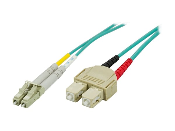 DELTACO - Nettverkskabel - LC multimodus (hann) til SC flermodus (hann) - 3 m - 3 m - fiberoptisk - 50 / 125 mikroner - OM3
