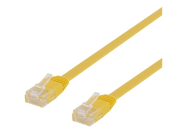 DELTACO - Koblingskabel - RJ-45 (hann) til RJ-45 (hann) - 10 m - UTP - CAT 6 - flat - gul