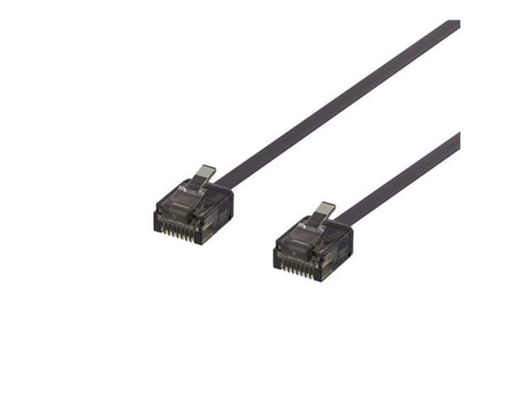 DELTACO - Koblingskabel - RJ-45 (hann) til RJ-45 (hann) - 15 cm - UTP - CAT 6a - flat - svart