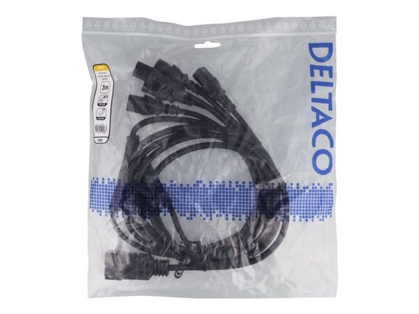 DELTACO IEC C20 to 5x IEC C13 Power cable, 3m, 16A/250V, Y-Splitter, b