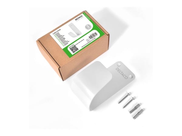 DELTACO e-Charge kabelholder for ladekabel - hvit, rustfritt stål