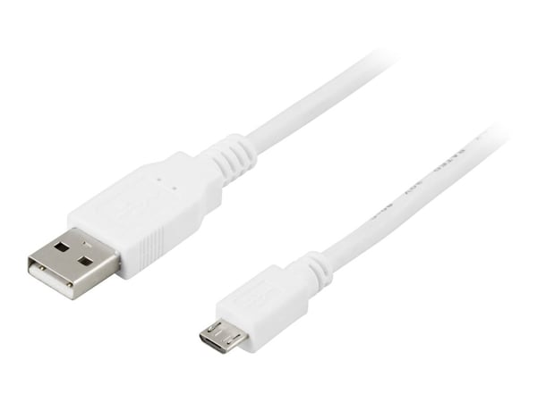 DELTACO USB-301W - USB-kaapeli - USB (uros) - Micro-USB tyyppi B (uros) - 1 m - valkoinen - valkoinen