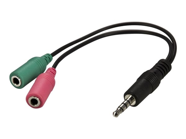 DELTACO AD-8 - Hodesettadapter - mini-phone stereo 3.5 mm hunn til mini-phone stereo 3.5 mm hann - 10 cm - svart