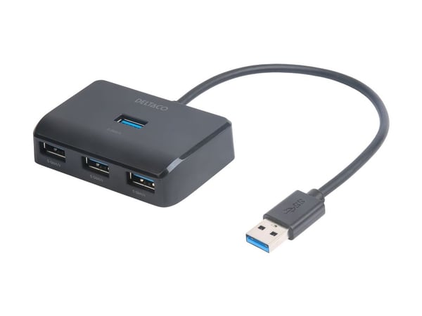 DELTACO - Hub - 5 Gbps, USB-A - 4 x USB - stasjonær