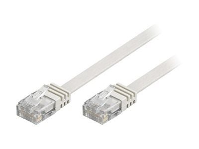 DELTACO TP-67V-FL - Liitäntäkaapeli - RJ-45 (uros) RJ-45 (uros) - 7 m - UTP - CAT 5e - muotoiltu, litteä - valkoinen - valkoinen