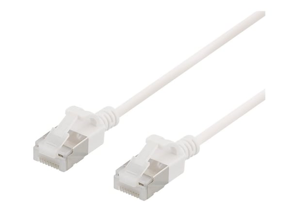 DELTACO - Koblingskabel - RJ-45 (hann) til RJ-45 (hann) - 1 m - U/FTP - CAT 6a - halogenfri, formstøpt, uten hindringer - hvit