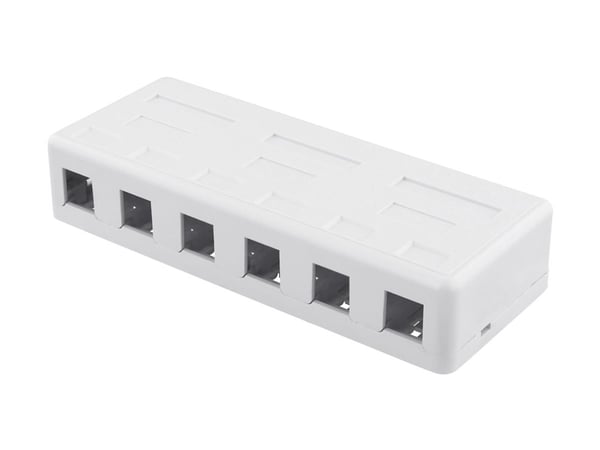 DELTACO VR-225 - Overflatemonteringsboks for nettverk - hvit - 6 porter