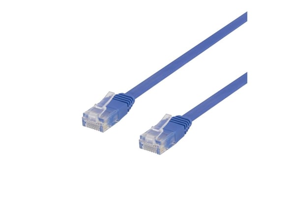 DELTACO - Koblingskabel - RJ-45 (hann) til RJ-45 (hann) - 30 cm - UTP - CAT 6 - flat - blå