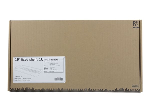 DELTACO 19-FH16 - Rack-hylle - svart - 1U - 19"