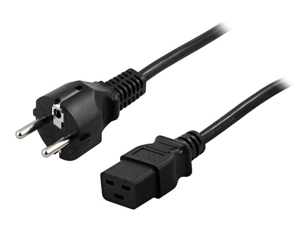 DELTACO DEL-109T - Virtajohto - CEE 7/7 (uros) suoraan IEC 60320 C19 suoraan - AC 250 V - 16 A - 2 m - musta