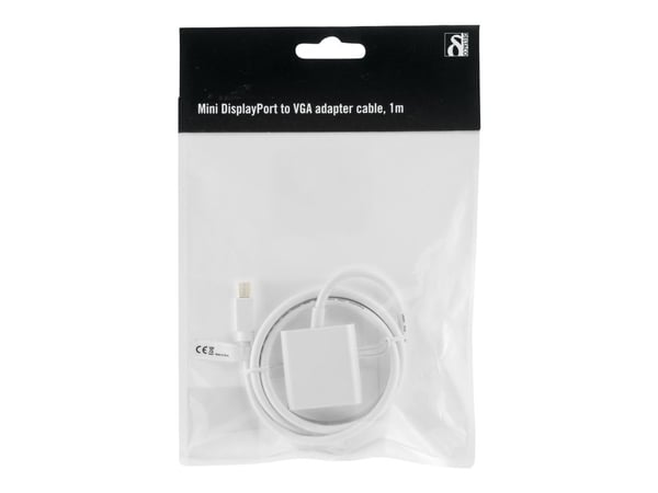 DELTACO - DisplayPort-kabel - Mini DisplayPort (hann) til HD-15 (VGA) (hunn) - 1 m - hvit