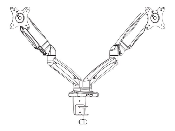 DELTACO ARM-1300 - Monteringssett - justerbar arm - for 2 skjermer - plastikk, aluminium - matt svart - skjermstørrelse: 13"-27" - skrivebordsmonte...