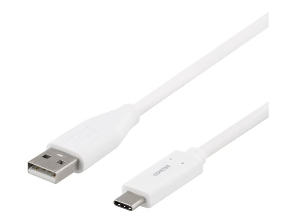 DELTACO USBC-1009M - USB-kabel - USB-C (hann) til USB (hann) - USB 2.0 - 3 A - 1 m - hvit