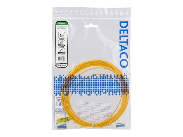 DELTACO - Nettverkskabel - LC/UPC-enkeltmodus (hann) til LC/UPC-enkeltmodus (hann) - 5 m - fiberoptisk - 9 / 125 micron - OS2