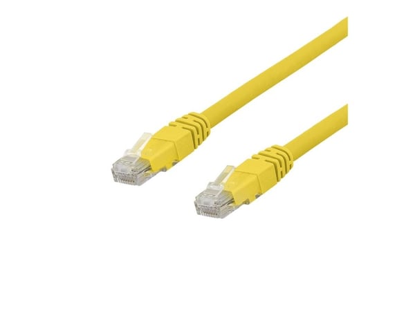 DELTACO TP-65GLAU - Koppeledning - RJ-45 (hann) til RJ-45 (hann) - 5 m - UTP - CAT 6a - halogenfri, formet - gul