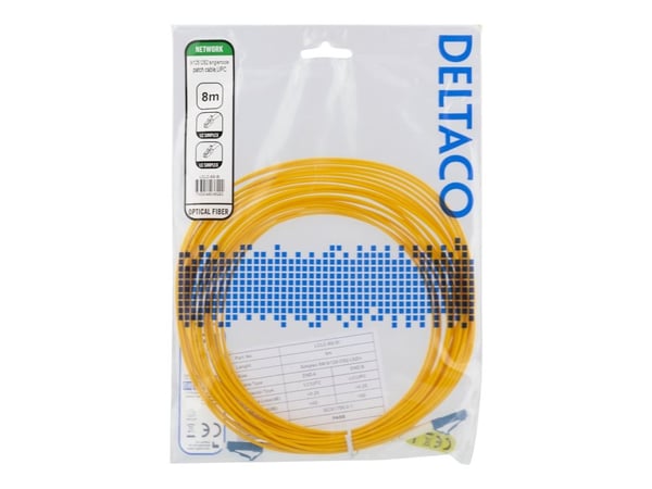 DELTACO - Nettverkskabel - LC-enkeltmodus (hann) til LC-enkeltmodus (hann) - 8 m - fiberoptisk - 9 / 125 micron - OS2