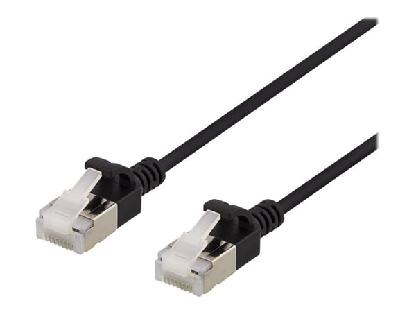 DELTACO - Liitäntäkaapeli - RJ-45 (uros) RJ-45 (uros) - 1 m - U/FTP - CAT 6a - halogeeniton, valettu, solmuvapaa - musta - musta