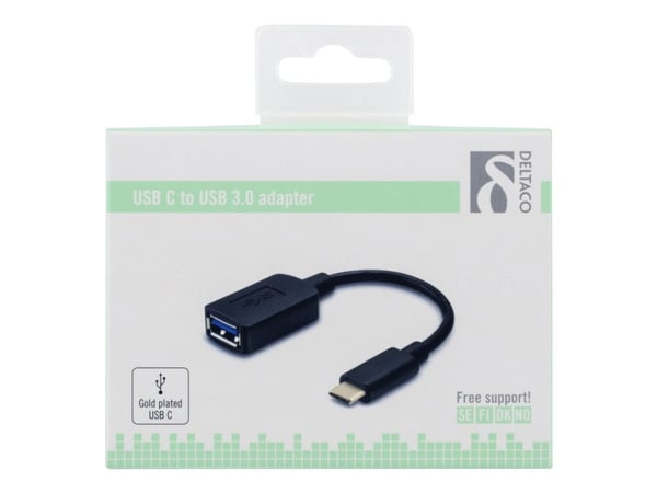 DELTACO USBC-1204 - USB-adapter - USB-type A (hunn) til USB-C (hann) - USB 3.1 - 15 cm - svart