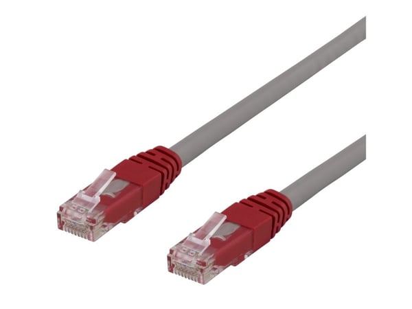 DELTACO - Krysskabel - RJ-45 (hann) til RJ-45 (hann) - 2 m - UTP - CAT 6 - flertrådet - grå