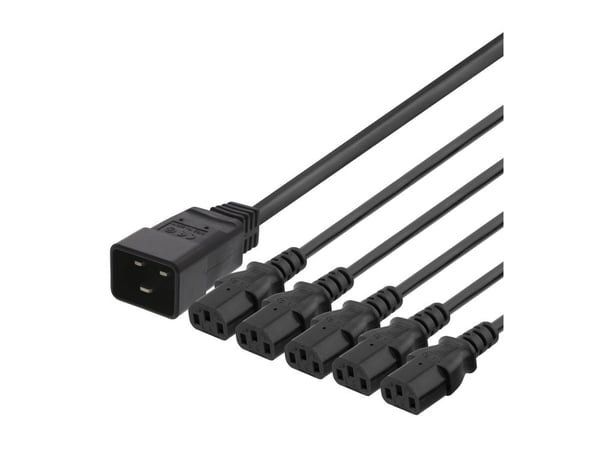 DELTACO - Tehonjakaja - IEC 60320 C20 - IEC 60320 C13 - 250 V - 16 A - 1 m - musta