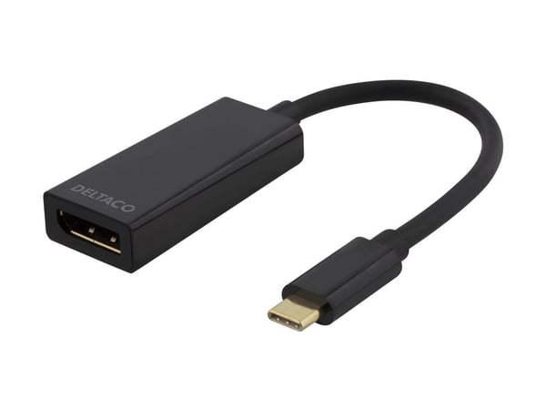 DELTACO USBC-DP - Ekstern videoadapter - USB-C 3.1 - DisplayPort - svart