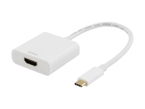 DELTACO USBC-HDMI7 - Extern videoadapter - USB-C - HDMI - vit