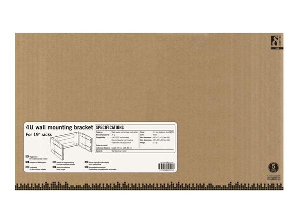 DELTACO 19-DTSR0204 - Rack-brakett - veggmonterbar - svart - 4U - 19"