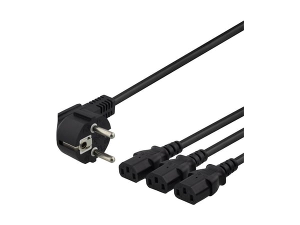 DELTACO - Sähköjohto - CEE 7/7 (han) til IEC 60320 C13 - 250 V - 10 A - 3 m - lajiteltu