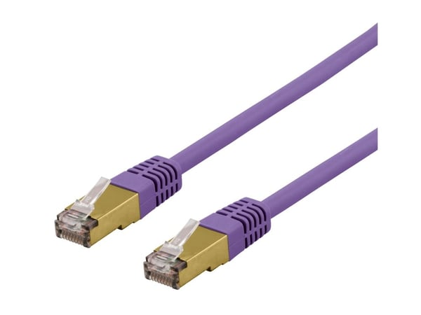 DELTACO SFTP-61PAH - Koppeledning - RJ-45 (hann) til RJ-45 (hann) - 1 m - SFTP - CAT 6a - halogenfri, formet - lilla