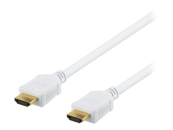 DELTACO HDMI-1020AD - HDMI-kabel med Ethernet - HDMI hann til HDMI hann - 2 m - hvit - 4K-støtte