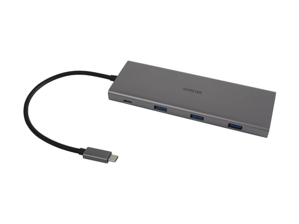 DELTACO - Dockningsstation - USB-C - 2 x HDMI, DP - 1GbE