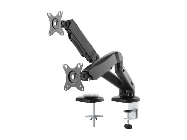 DELTACO ARM-1300 - Monteringssett - justerbar arm - for 2 skjermer - plastikk, aluminium - matt svart - skjermstørrelse: 13"-27" - skrivebordsmonte...