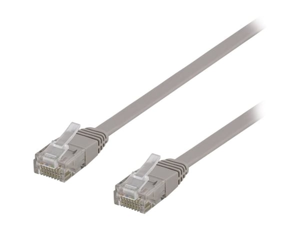 DELTACO - Koblingskabel - RJ-45 (hann) til RJ-45 (hann) - 7 m - UTP - CAT 6 - flat - grå