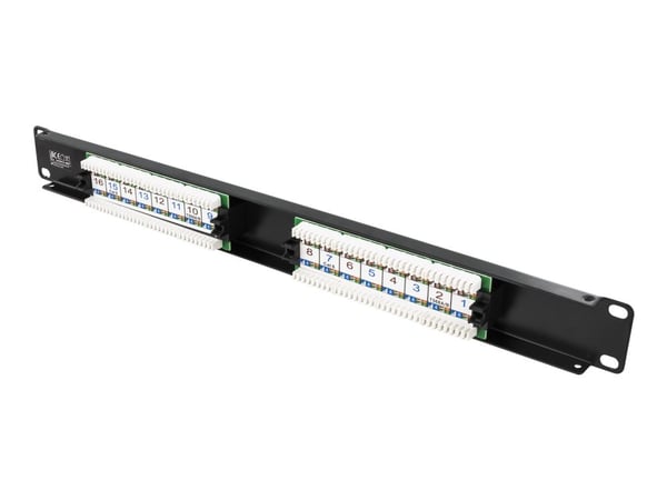 DELTACO PAN-102 - Koblingspanel - CAT 6 - UTP - svart - 1U - 19" - 16 porter