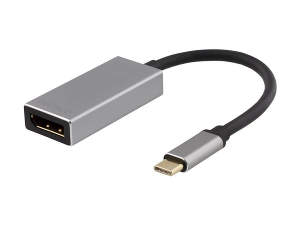DELTACO USBC-DP2 - Ekstern videoadapter - USB-C - DisplayPort - rymdgrått