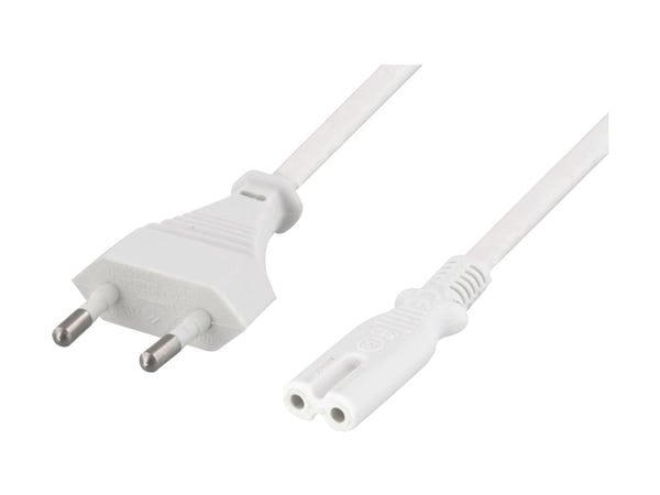 DELTACO DEL-109JP - Johdinsarja - Europlug (han) lige til IEC 60320 C7 lige - AC 250 V - 2.5 A - 10 m - kova - hvid