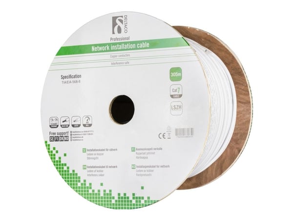 DELTACO TP-71C - Bulkkabel - 305 m - SFTP - CAT 7 - halogenfri - vit