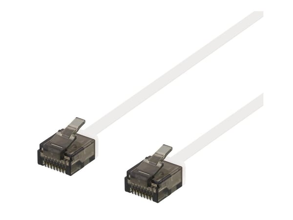 DELTACO - Koblingskabel - RJ-45 (hann) til RJ-45 (hann) - 1 m - UTP - CAT 6a - halogenfri, formstøpt, flat - hvit