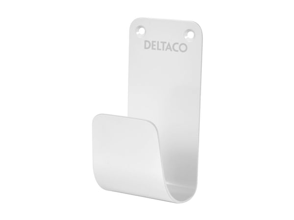 DELTACO e-Charge kabelholder for ladekabel - hvit, rustfritt stål