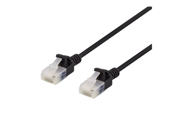 DELTACO - Liitäntäkaapeli - RJ-45 (uros) RJ-45 (uros) - 30 cm - UTP - CAT 6a - halogeeniton, valettu, solmuvapaa - musta