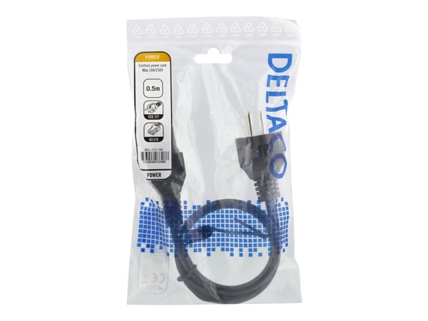 DELTACO - Strømkabel - power CEE 7/7 til IEC 60320 C15 - 250 V - 10 A - 50 cm - svart