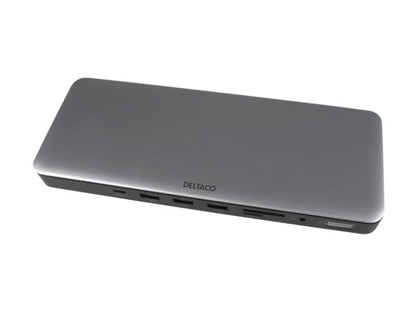 15-i-1 USB-C-dokkingstasjon DELTACO, støtter 3 skjermer, 2x HDMI, DP, USB-C, USB-A, RJ45, SD / USBC-HDMI29 / 1902424