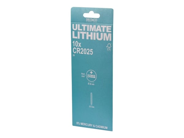 DELTACO Ultimate - Batteri 10 x CR2025 - Li (en pakke 10)