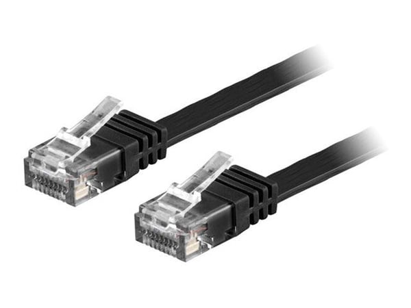DELTACO TP-65S-FL - Koblingskabel - RJ-45 (hann) til RJ-45 (hann) - 5 m - UTP - CAT 6 - formstøpt, flat - svart