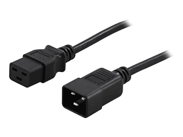 DELTACO DEL-112PA - Jatkojohto verkkovirralle - IEC 60320 C19 - IEC 60320 C20 - AC 250 V - 16 A - 3 m - suora liitin - musta