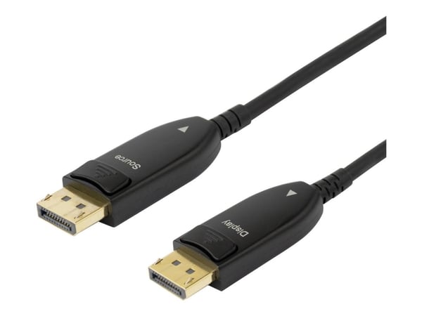 DELTACO - DisplayPort-kabel - 10 m - Active Optical Cable (AOC), 8 K 30 Hz (7680 x 4320) støtte, ensrettet - svart