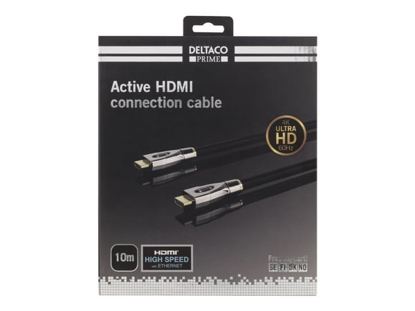 DELTACO Prime HDMI-4100 - HDMI-kabel med Ethernet - HDMI hann til HDMI hann - svart - 4K-støtte